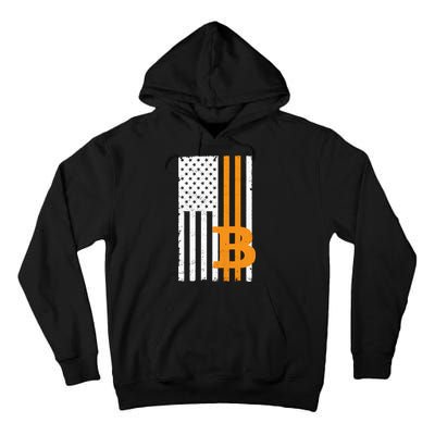 Vintage Bitcoin BTC USA Flag Crypto Currency Traders Bitcoin Tall Hoodie