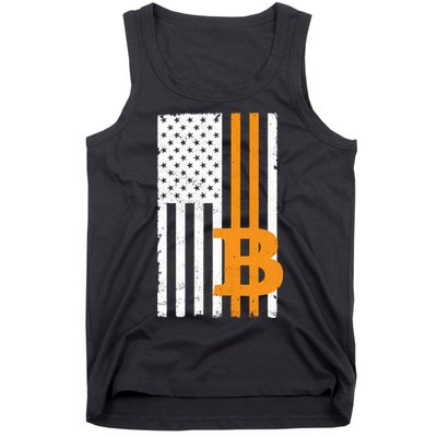 Vintage Bitcoin BTC USA Flag Crypto Currency Traders Bitcoin Tank Top