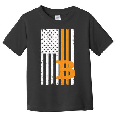 Vintage Bitcoin BTC USA Flag Crypto Currency Traders Bitcoin Toddler T-Shirt