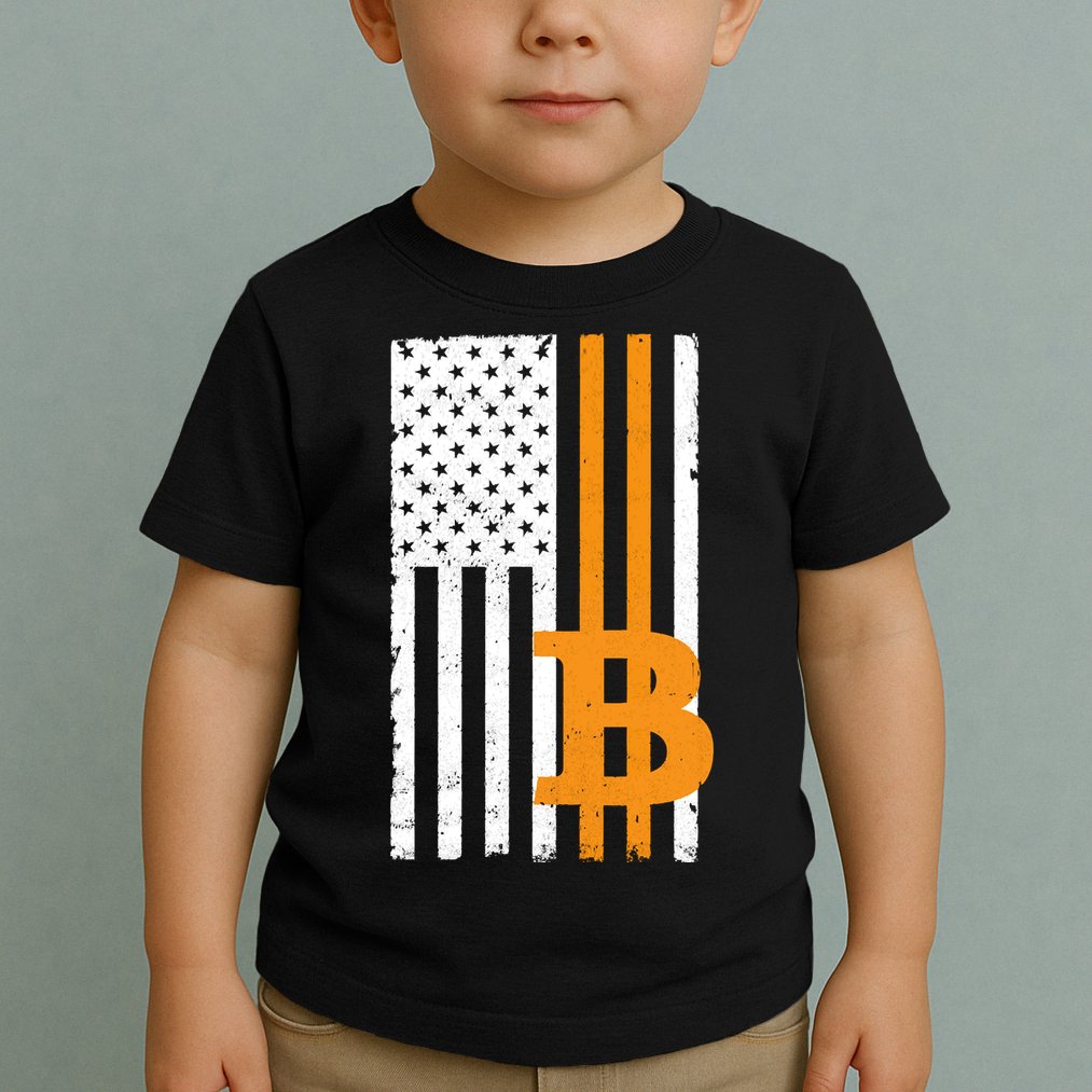 Vintage Bitcoin BTC USA Flag Crypto Currency Traders Bitcoin Toddler T-Shirt
