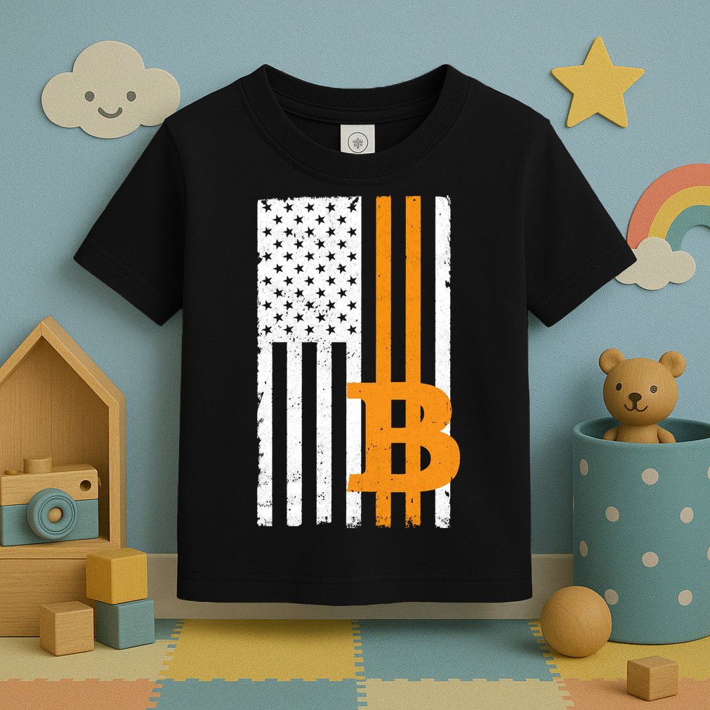 Vintage Bitcoin BTC USA Flag Crypto Currency Traders Bitcoin Toddler T-Shirt