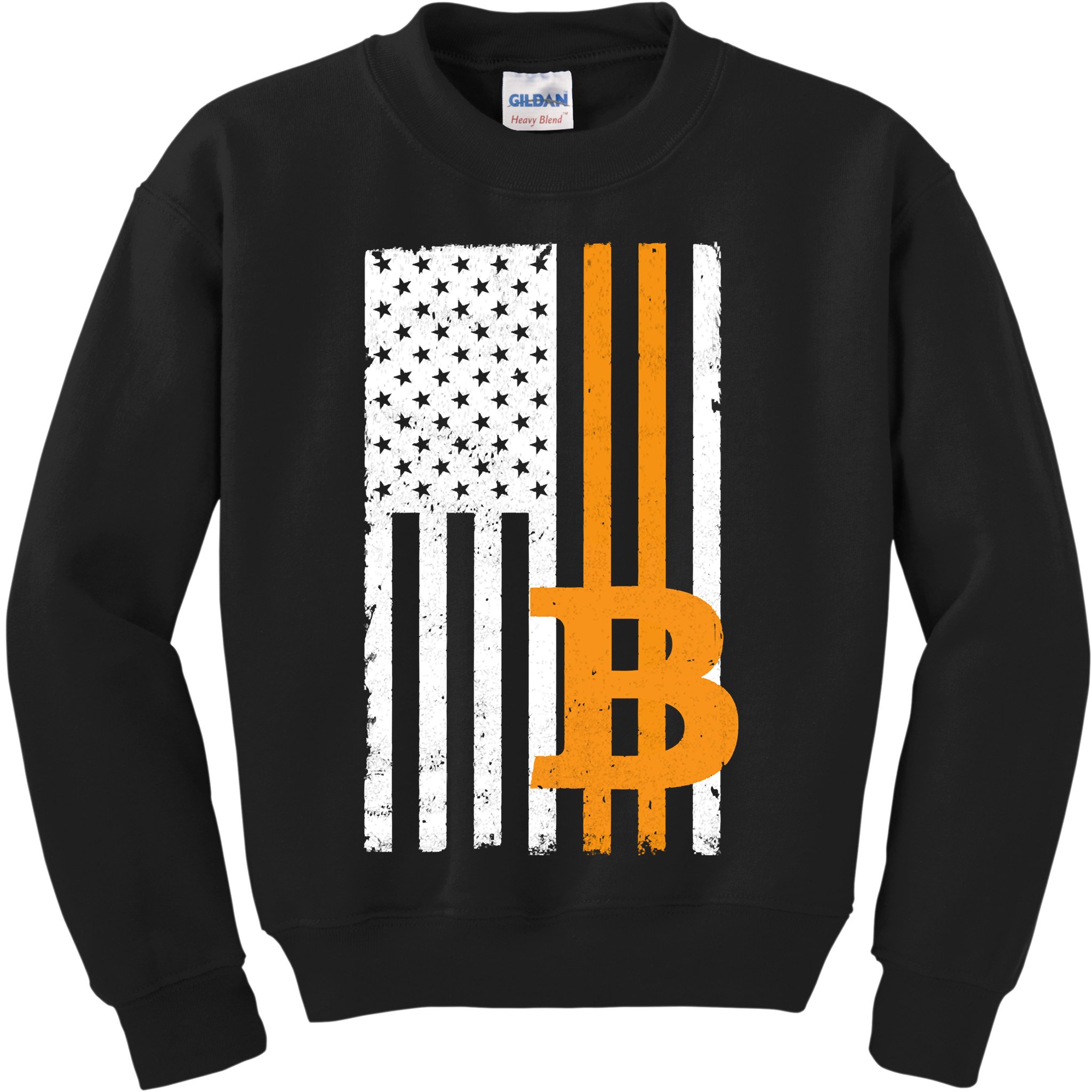 Vintage Bitcoin BTC USA Flag Crypto Currency Traders Bitcoin Kids Sweatshirt