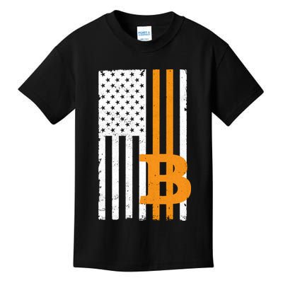 Vintage Bitcoin BTC USA Flag Crypto Currency Traders Bitcoin Kids T-Shirt