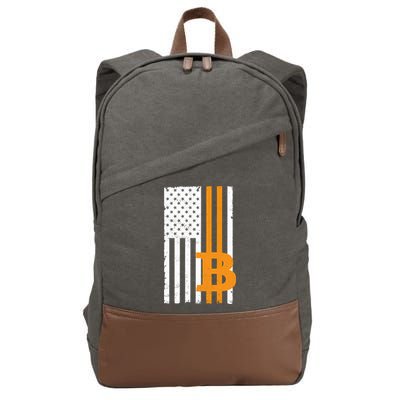 Vintage Bitcoin BTC USA Flag Crypto Currency Traders Bitcoin Cotton Canvas Backpack