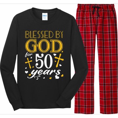 Vintage Blessed By God For 50 Years Happy 50th Birthday Long Sleeve Pajama Set