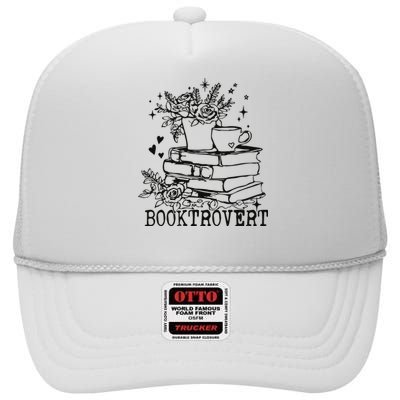 Vintage Booktrovert Book Lover Gift For Librarian High Crown Mesh Back Trucker Hat