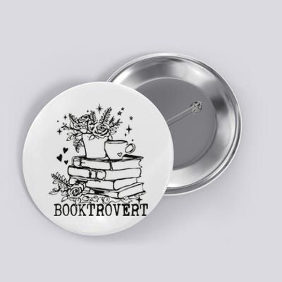 Vintage Booktrovert Book Lover Gift For Librarian Button