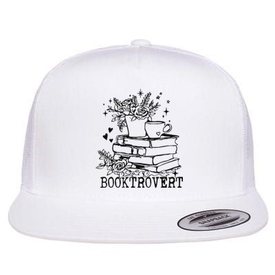 Vintage Booktrovert Book Lover Gift For Librarian Flat Bill Trucker Hat