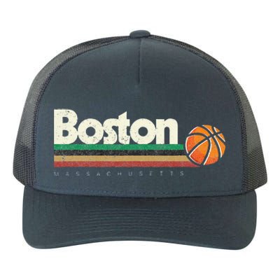 Vintage Basketball Boston City B-Ball Retro Stripes  Yupoong Adult 5-Panel Trucker Hat