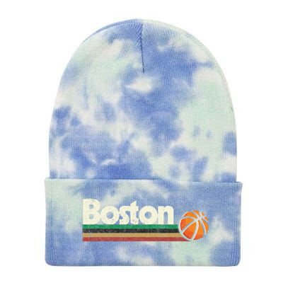 Vintage Basketball Boston City B-Ball Retro Stripes  Tie Dye 12in Knit Beanie