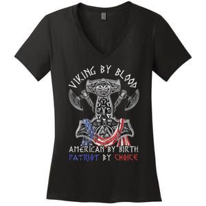 Viking By Blood American By Birth Patriot By Choice Women's V-Neck T-Shirt