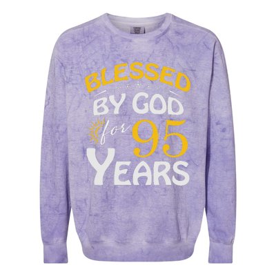 Vintage Blessed by God For 95 Years Old Happy 95th Birthday Colorblast Crewneck Sweatshirt