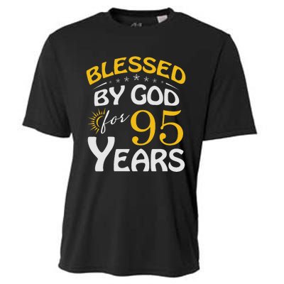 Vintage Blessed by God For 95 Years Old Happy 95th Birthday Cooling Performance Crew T-Shirt