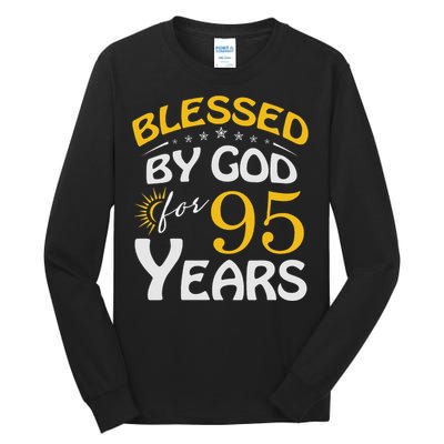 Vintage Blessed by God For 95 Years Old Happy 95th Birthday Tall Long Sleeve T-Shirt