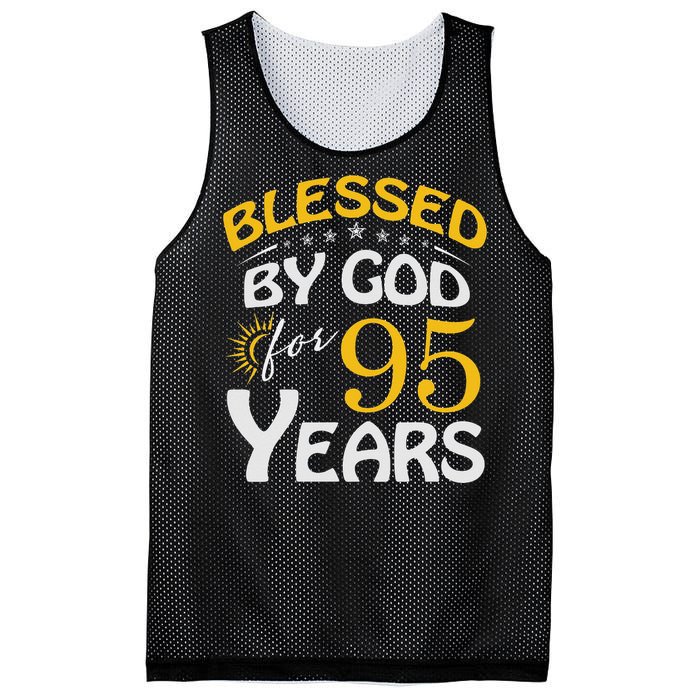 Vintage Blessed by God For 95 Years Old Happy 95th Birthday Mesh Reversible Basketball Jersey Tank