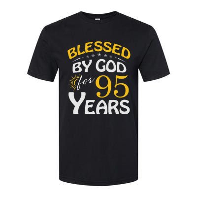 Vintage Blessed by God For 95 Years Old Happy 95th Birthday Softstyle CVC T-Shirt