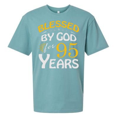 Vintage Blessed by God For 95 Years Old Happy 95th Birthday Sueded Cloud Jersey T-Shirt