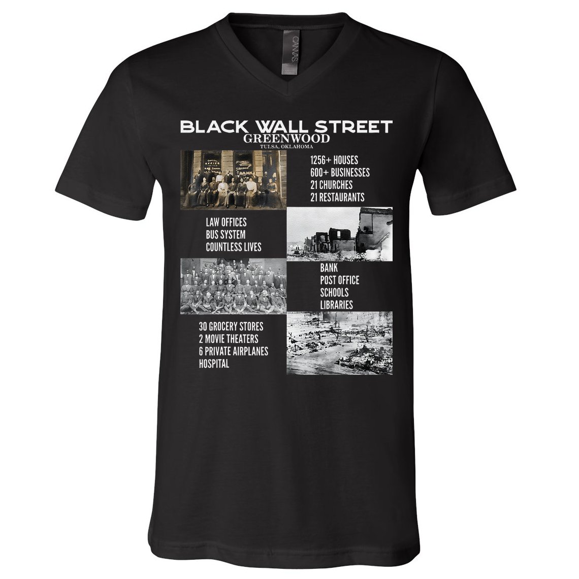 Vintage Black Business Black History Month Black Wall Street V-Neck T-Shirt