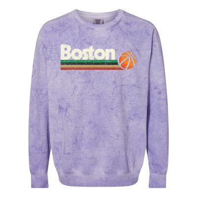 Vintage Basketball Boston City B Ball Retro Stripes Colorblast Crewneck Sweatshirt