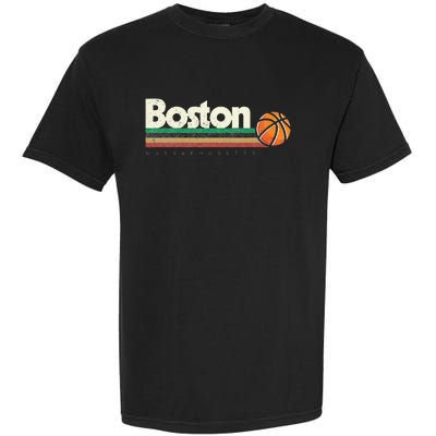 Vintage Basketball Boston City B Ball Retro Stripes Garment-Dyed Heavyweight T-Shirt