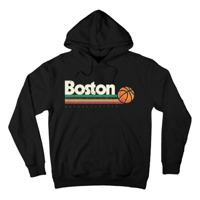 Vintage Basketball Boston City B Ball Retro Stripes Hoodie