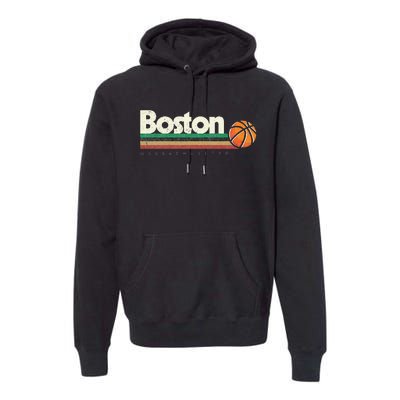 Vintage Basketball Boston City B Ball Retro Stripes Premium Hoodie