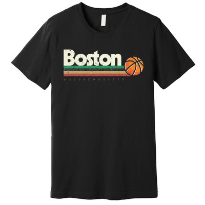 Vintage Basketball Boston City B Ball Retro Stripes Premium T-Shirt