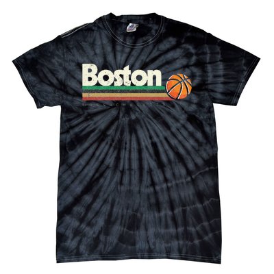 Vintage Basketball Boston City B Ball Retro Stripes Tie-Dye T-Shirt