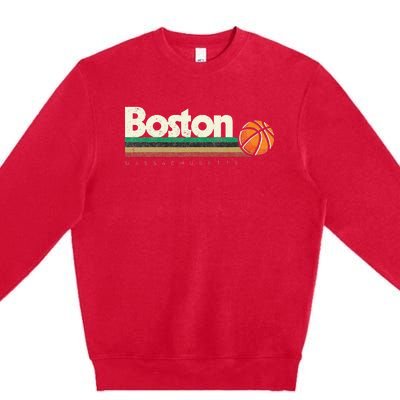 Vintage Basketball Boston City B Ball Retro Stripes Premium Crewneck Sweatshirt