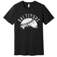 Vintage Baseball Baltimore Maryland Skyline Apparel Premium T-Shirt