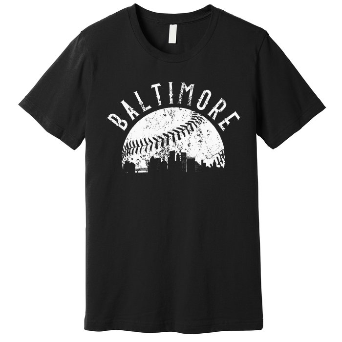 Vintage Baseball Baltimore Maryland Skyline Apparel Premium T-Shirt