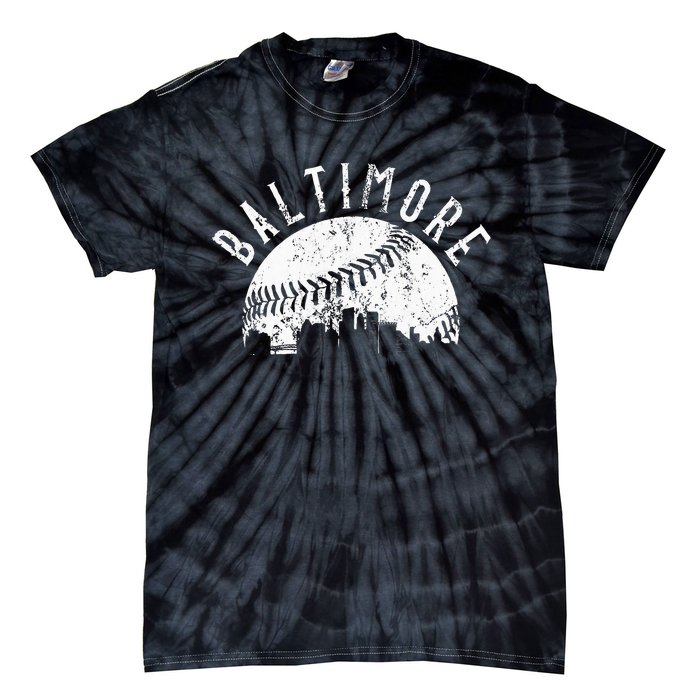 Vintage Baseball Baltimore Maryland Skyline Apparel Tie-Dye T-Shirt