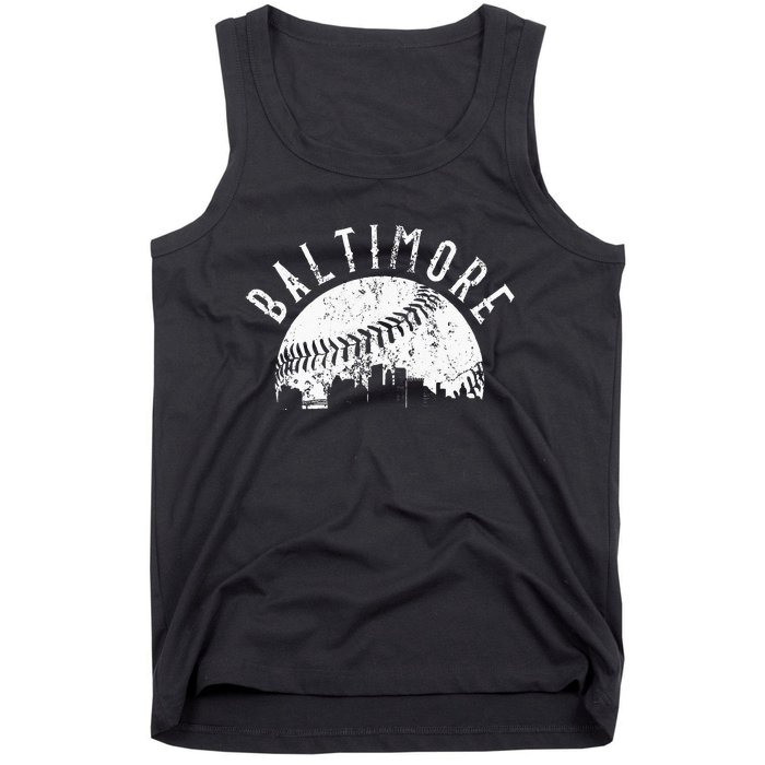 Vintage Baseball Baltimore Maryland Skyline Apparel Tank Top