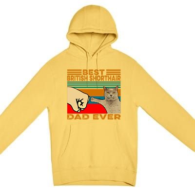 Vintage Best British Shorthair Cat Dad Ever Gift Premium Pullover Hoodie