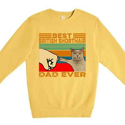 Vintage Best British Shorthair Cat Dad Ever Gift Premium Crewneck Sweatshirt