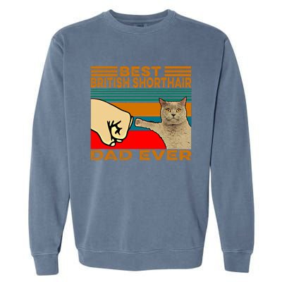 Vintage Best British Shorthair Cat Dad Ever Gift Garment-Dyed Sweatshirt