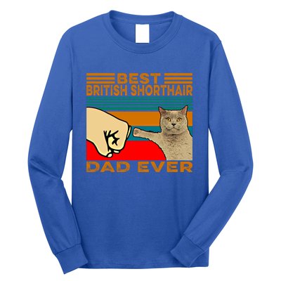 Vintage Best British Shorthair Cat Dad Ever Gift Long Sleeve Shirt