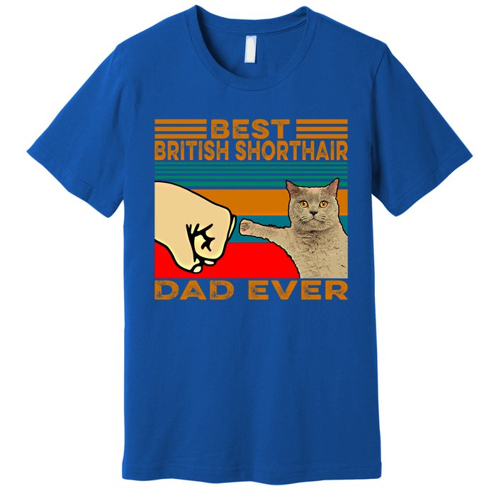 Vintage Best British Shorthair Cat Dad Ever Gift Premium T-Shirt