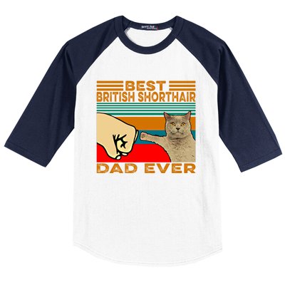 Vintage Best British Shorthair Cat Dad Ever Gift Baseball Sleeve Shirt