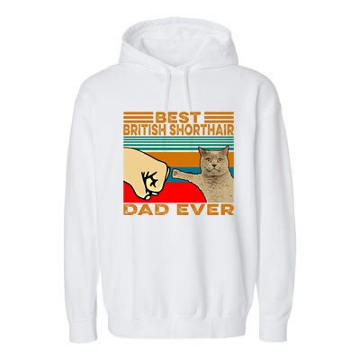 Vintage Best British Shorthair Cat Dad Ever Gift Garment-Dyed Fleece Hoodie