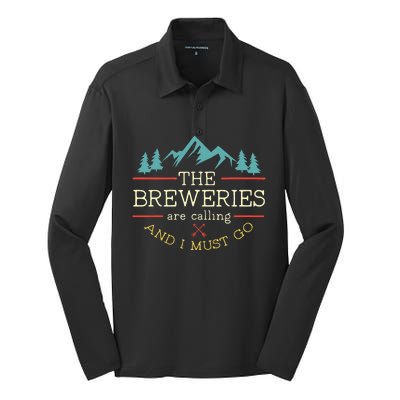 Vintage Beer Breweries Are Calling And I Must Go Craft Beer Silk Touch Performance Long Sleeve Polo