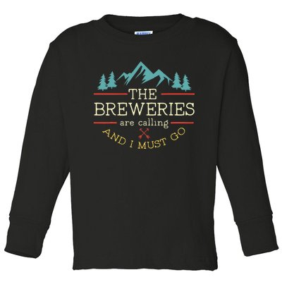 Vintage Beer Breweries Are Calling And I Must Go Craft Beer Toddler Long Sleeve Shirt