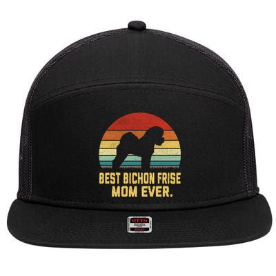 Vintage Best Bichon Frise Mom Ever Gift 7 Panel Mesh Trucker Snapback Hat