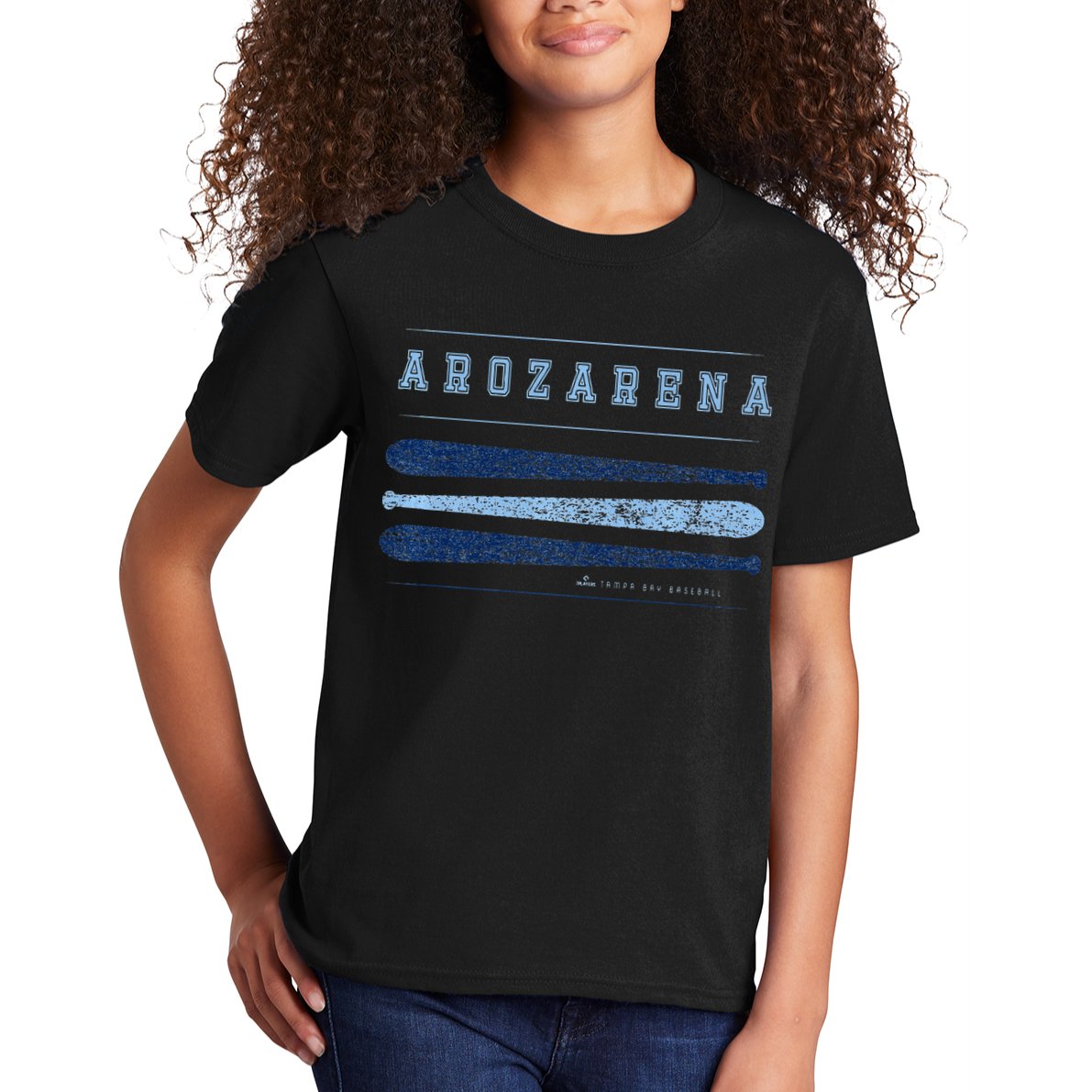 Vintage Baseball Bat Gameday Randy Arozarena Tampa Bay Kids T-Shirt