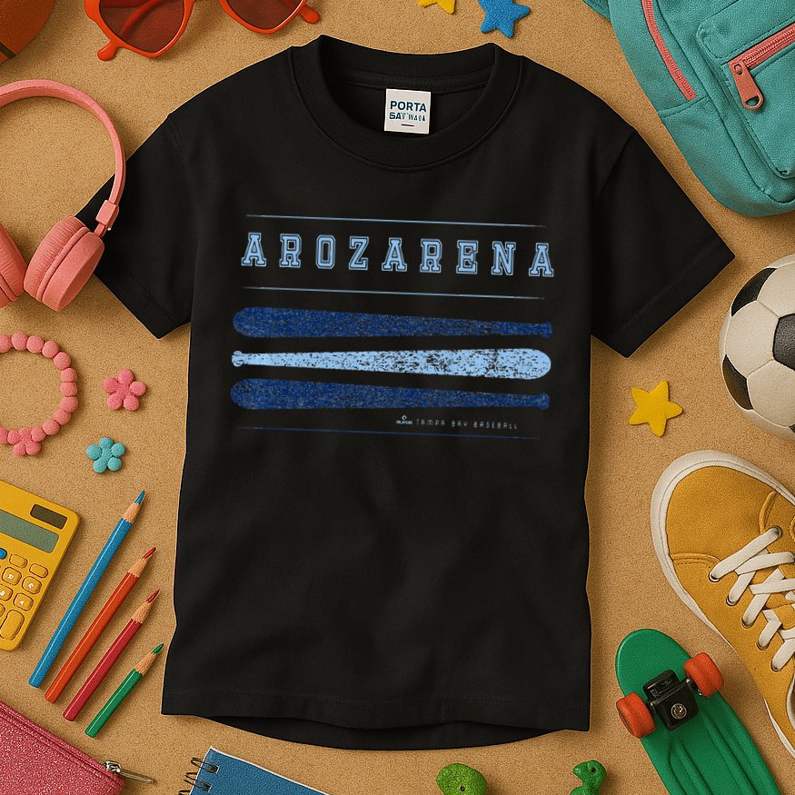 Vintage Baseball Bat Gameday Randy Arozarena Tampa Bay Kids T-Shirt