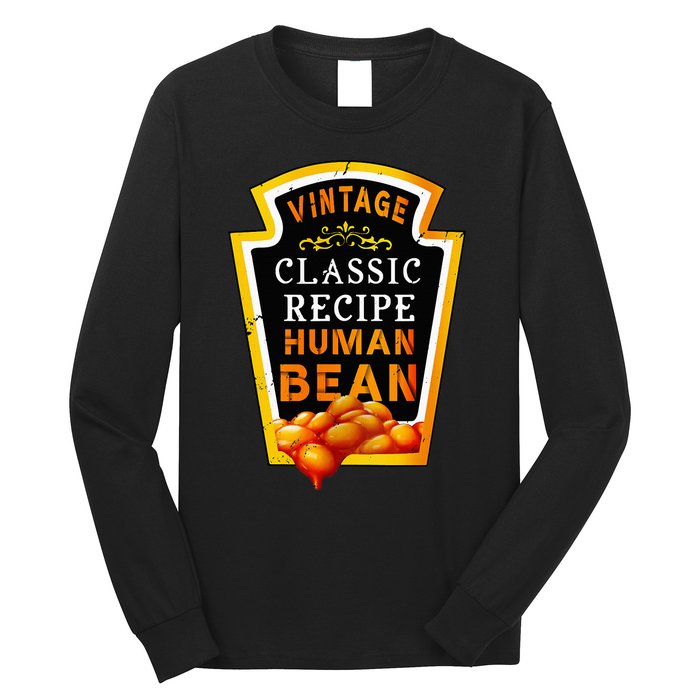 Vintage Baked Beans Lover Human Bean Costume Long Sleeve Shirt