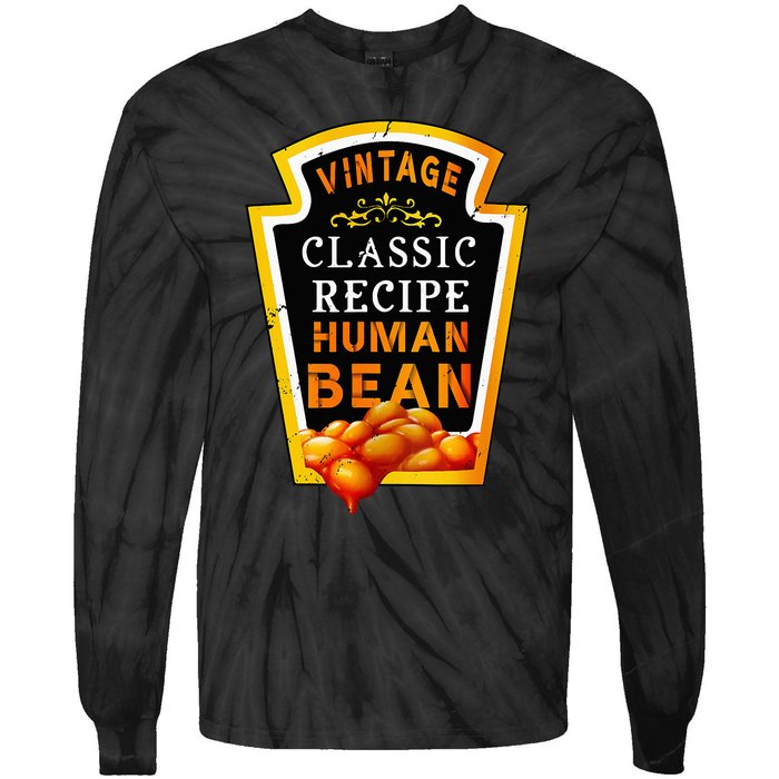 Vintage Baked Beans Lover Human Bean Costume Tie-Dye Long Sleeve Shirt