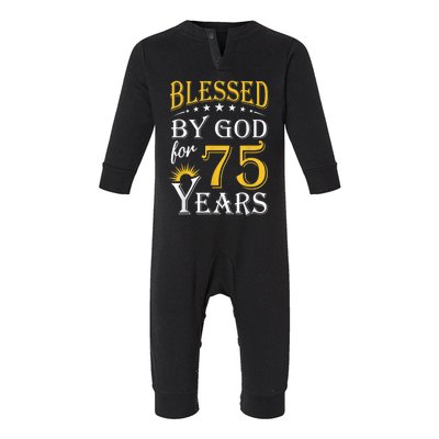 Vintage Blessed by God for 75 years Happy 75th Birthday Infant Fleece One Piece