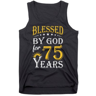 Vintage Blessed by God for 75 years Happy 75th Birthday Tank Top