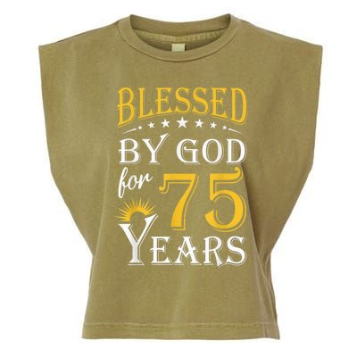 Vintage Blessed by God for 75 years Happy 75th Birthday Garment-Dyed Women's Muscle Tee